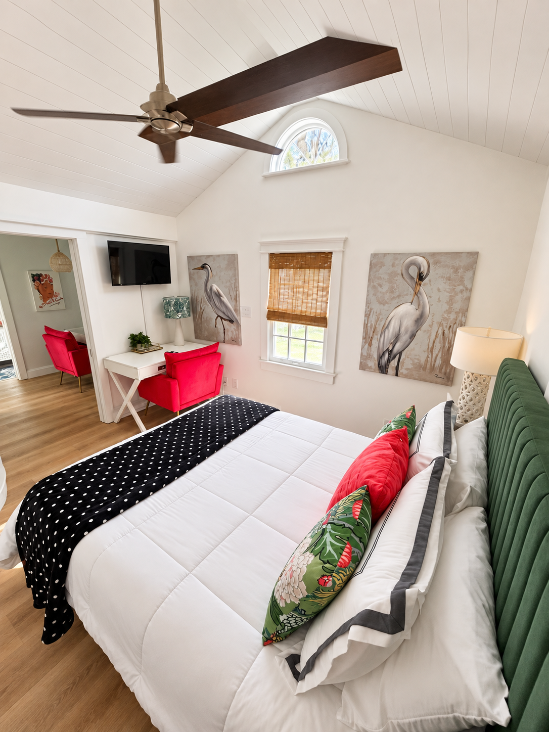 Master bedroom with tropical decor